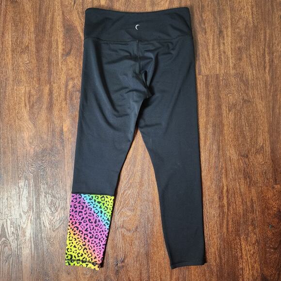 Zyia Active Light N TIght Leggings in Black & Rainbow Leopard Size 8-10 - Picture 4 of 7